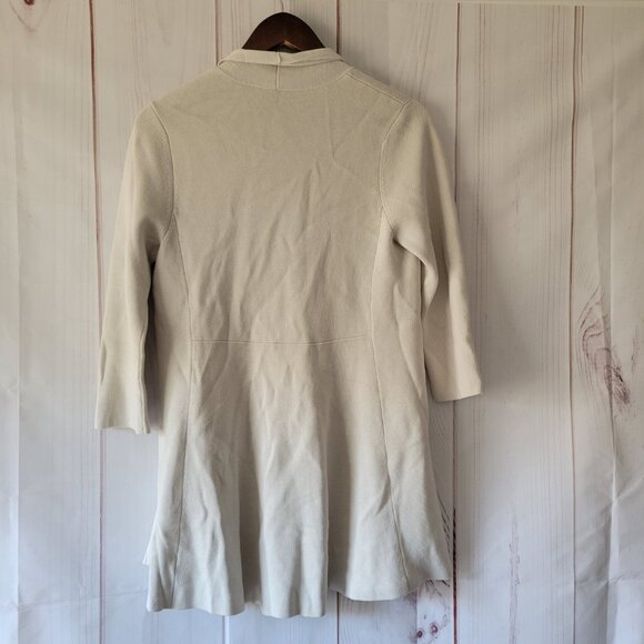 Eileen Fischer Open Front Cardigan, Women’s PS, Cream, Waffle Knit, Silk/Organic - Picture 3 of 8